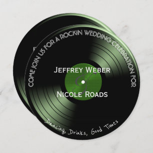 Retro Rock n Roll Vinyl Record Wedding Invitation Kaart