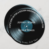 Retro Rock n Roll Vinyl Record Wedding Invitation Kaart (Voorkant / Achterkant)