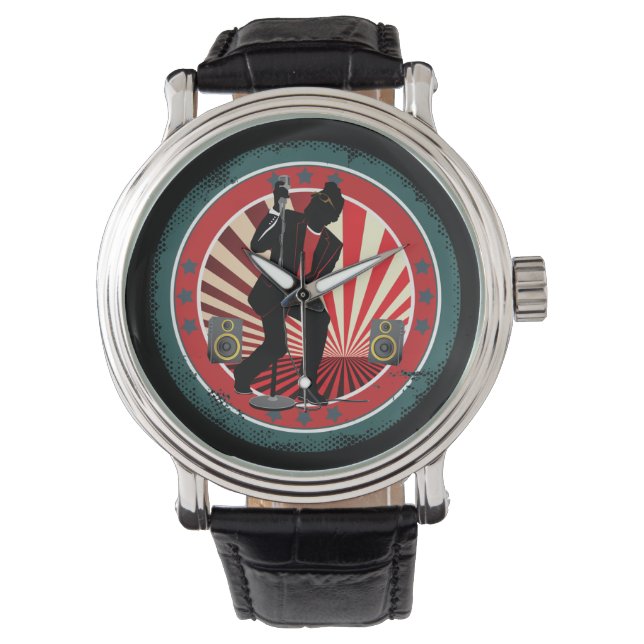 Retro Rock op Roll Music Watch Horloge (Voorkant)