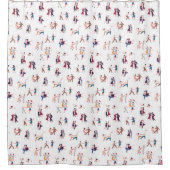 Retro Rock & Roll, Jiving, Dansachtergrond Douchegordijn (Voorkant)