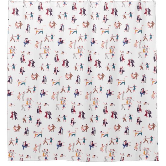 Retro Rock & Roll, Jiving, Dansachtergrond Douchegordijn (Voorkant)