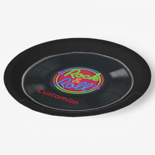 Retro Rock & Roll Vinyl Papier Borden 2 Papieren Bordje