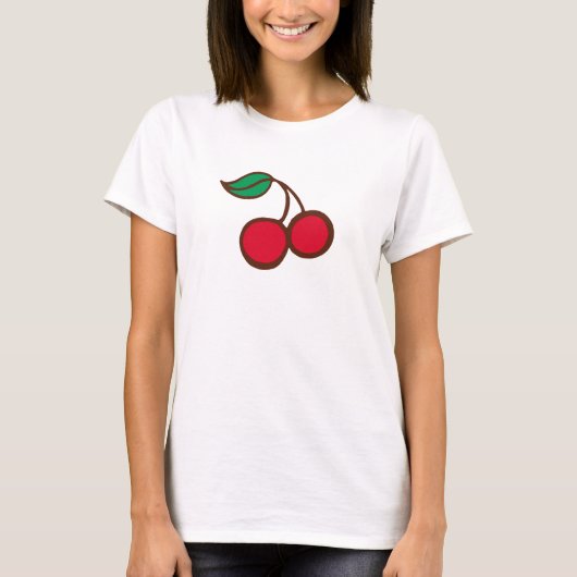 Retro Rockabilly Cherry T-Shirt Top (Voorkant)
