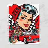 Retro Rockabilly Girl Comic Briefkaart (Voorkant)