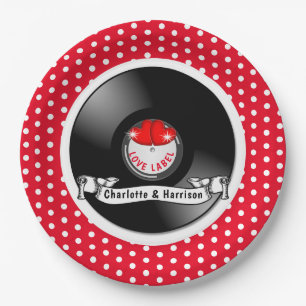 Retro Rockabilly Hearts Wedding Papieren Bordje