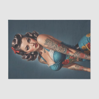 Retro Rockabilly Pin-up | Getatoeëerde Vintage Pin Tissuepapier