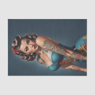 Retro Rockabilly Pinup Girl Decoupage Tissuepapier
