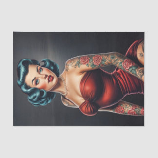 Retro Rockabilly Pinup Woman Decoupage Tissuepapier