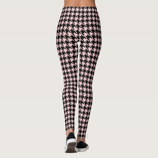 Retro Rockabilly Roze Houndstooth Leggings (Achterkant)