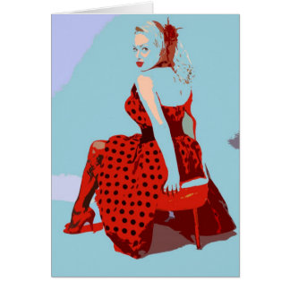 Retro Rocker Lady in Polka Dot Dress