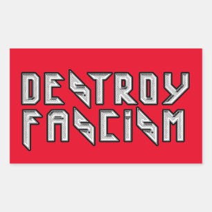 Retro Rocker - Vernietig het fascisme Rechthoekige Sticker