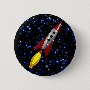 Retro Rocket 3d Ronde Button 5,7 Cm