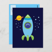 Retro Rocket Briefkaart (Voorkant / Achterkant)