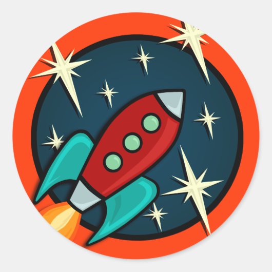 RÉTRO ROCKET EXPÉDIER GRAPHIQUES STICKERS RONDS (Devant)