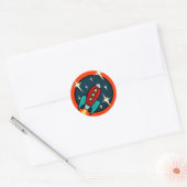 RÉTRO ROCKET EXPÉDIER GRAPHIQUES STICKERS RONDS (Enveloppe)