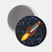 Retro Rocket - Gepersonaliseerd Magneet (Voorkant / Achterkant)