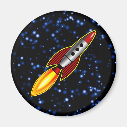 Retro Rocket - Gepersonaliseerd Magneet (Voorkant)