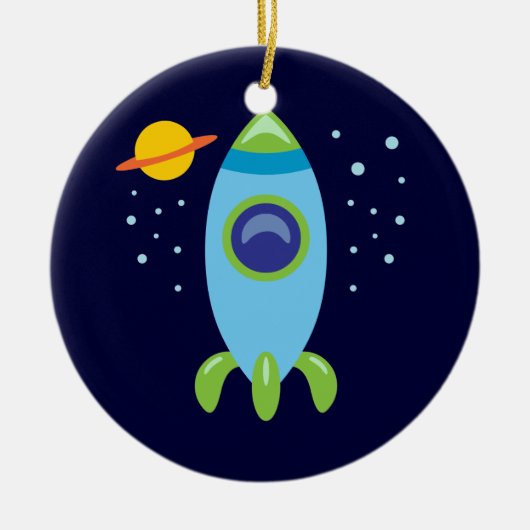 Retro Rocket Keramisch Ornament (Voorkant)