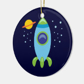 Retro Rocket Keramisch Ornament (Links)
