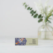 Retro Rocket Kinder Skinny-profielkaarten Mini Visitekaartje (Staand voorkant)