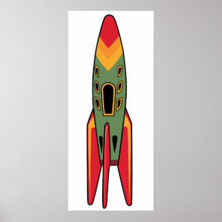 Retro Rocket - Kleur Poster