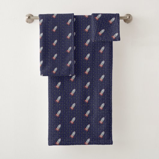 Retro Rocket-schip en sterren Bad Handdoek (Insitu)