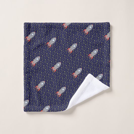 Retro Rocket-schip en sterren Bad Handdoek (Wasdoekje)