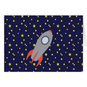 Retro Rocket Ship avec Arrière - plan Motif étoile