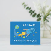 Retro Rocket Ship Birthday Invite Kaart (Staand voorkant)