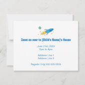 Retro Rocket Ship Birthday Invite Kaart (Achterkant)