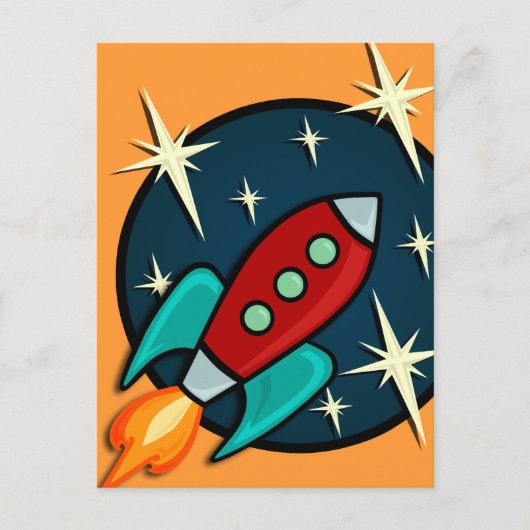 RETRO ROCKET SHIP BRIEFKAART (Voorkant)