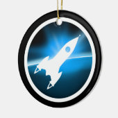 Retro Rocket Ship Graphic Keramisch Ornament (Links)