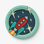 RETRO ROCKET SHIP GRAPHIC PAPIER BORD (Voorkant)
