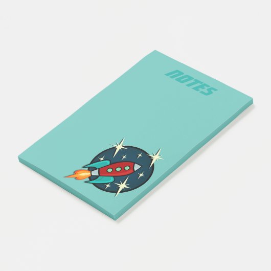 RETRO ROCKET SHIP GRAPHIC POST-IT NOTEPAD POST-IT® NOTES (Schuin)
