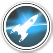 Retro Rocket Ship Graphic Sticker (Voorkant)