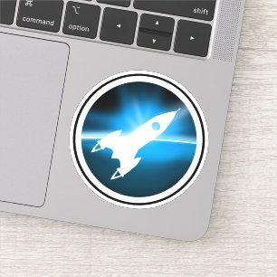 Retro Rocket Ship Graphic Sticker