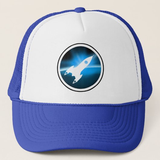 Retro Rocket Ship Graphic Trucker Pet (Voorkant)