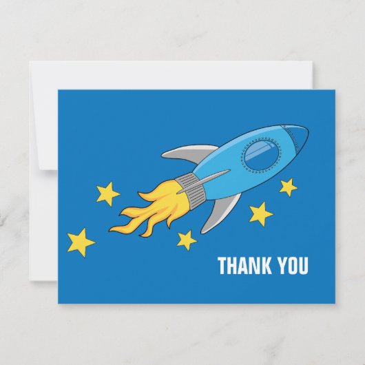 Retro Rocket Ship Hartelijk dank Bedankkaart (Voorkant)