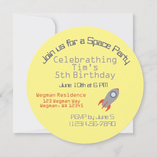 Retro Rocket Ship in Space Party Invitation (Dos)