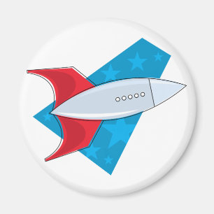 Retro Rocket Ship Magneet