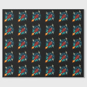 RETRO ROCKET SHIP MATTE WRAPPING PAPIER (Vlak)