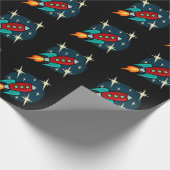 RETRO ROCKET SHIP MATTE WRAPPING PAPIER (Hoek)