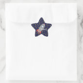 Retro Rocket Ship met Star Pattern Background Ster Sticker (Tas)