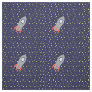 Retro Rocket Ship met Star Pattern Background Stof