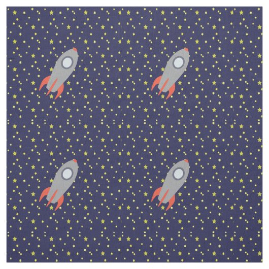 Retro Rocket Ship met Star Pattern Background Stof (Swatch)