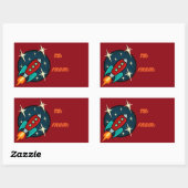 RETRO ROCKET SHIP RECTANGLE GIFT STICKERS (Vel)