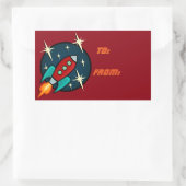 RETRO ROCKET SHIP RECTANGLE GIFT STICKERS (Tas)