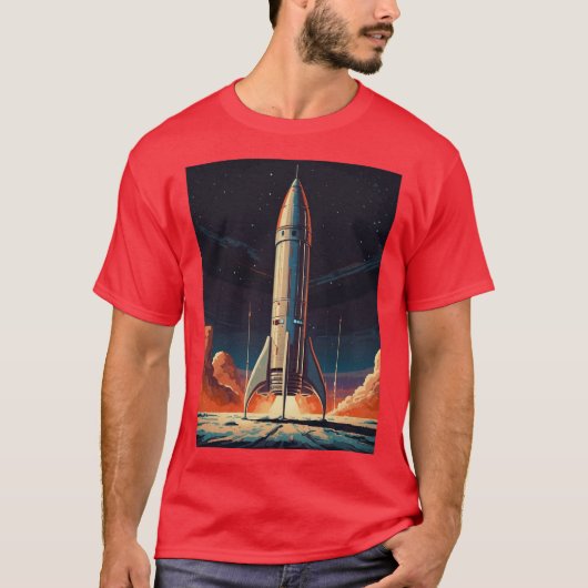 Retro Rocketeer Blast to the Past Space Explore T-shirt (Voorkant)