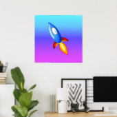 Retro rocketship poster (Thuiskantoor)