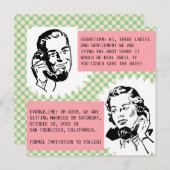 Retro Roddel Koppel Save the Date Kaarten (Voorkant / Achterkant)